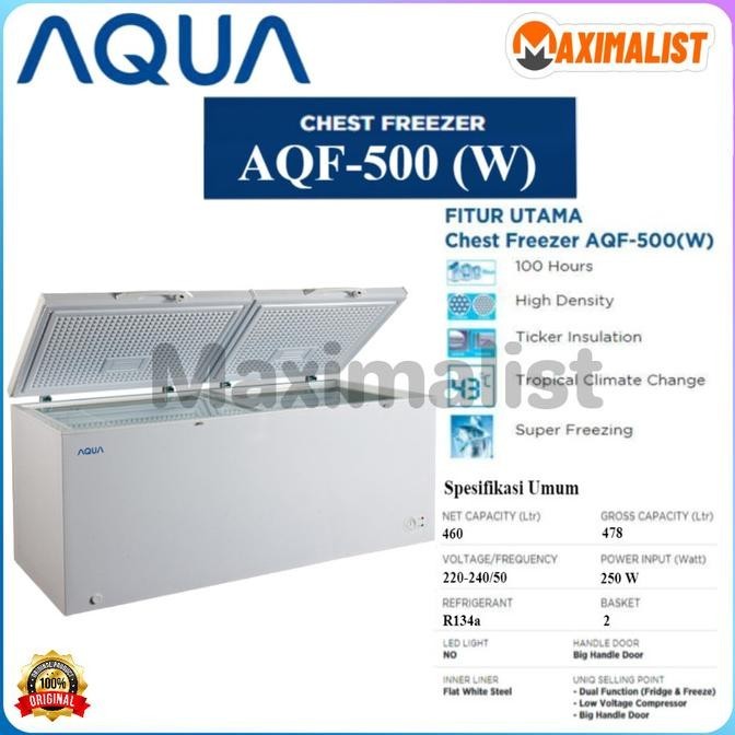 [Ready] Aqua Aqf-500 W Chest Freezer Box 500 L Lemari Pembeku/Pendingin Aqf500