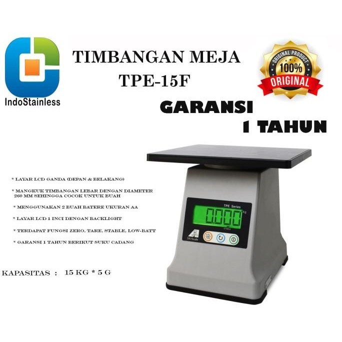 [Best Quality] Promo Timbangan Buah Digital Tpe Simple Weighting Kapasitas 15 Kg - Tpe-15