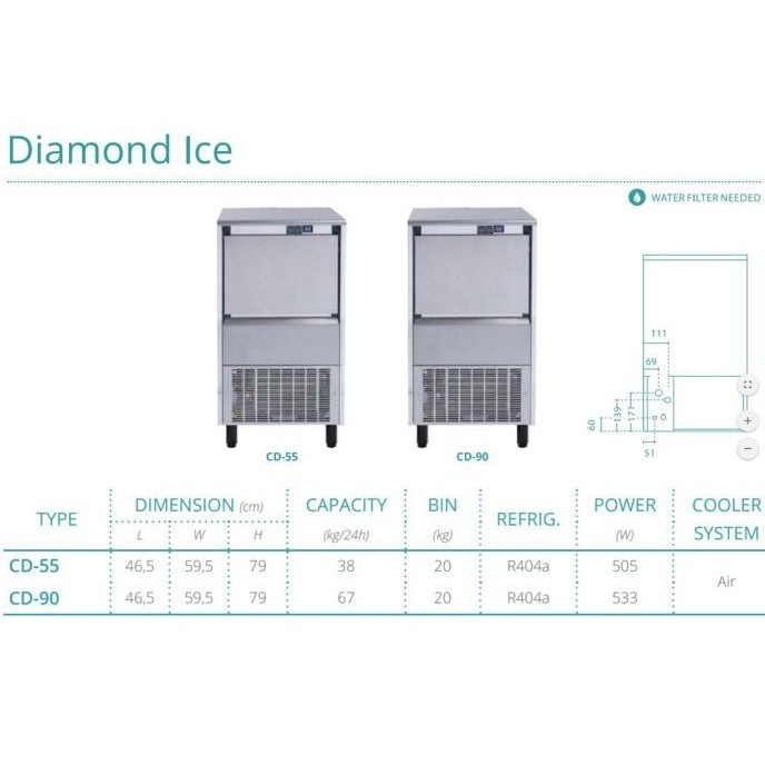 [Ready Stock] Diamond Ice / Mesin Pembuat Es Batu Kristal Gea Tipe Cd-90