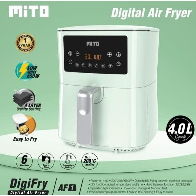 [New] Promo Mito Af1 Digital Air Fryer Kapasitas 4 Liter Wood Handle Series