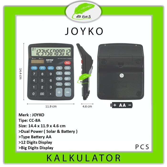 

Ready Calculator / Kalkulator Joyko CC-8A / 12 Digits - Check Correct