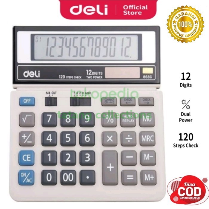 

Ready Kalkulator Calculator DELI ORIGINAL 868C Garansi 12digit Ukuran Besar
