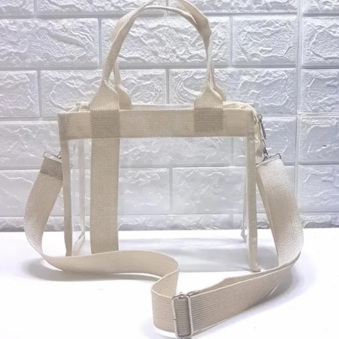 Tas Selempang Mika Pvc Tebal Transparan Sling Bag Tote Resleting