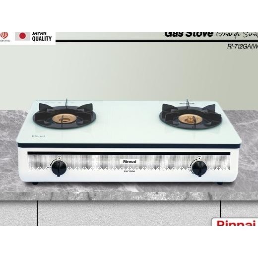 [New] Rinnai Ri-712Gaw Kompor Gas Kaca 2 Tungku Putih