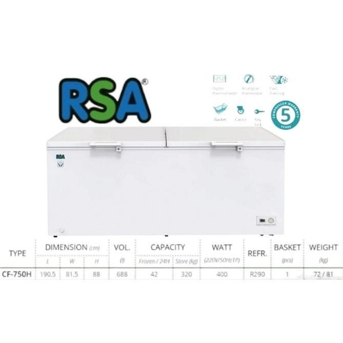 [Ready Stock] Rsa Freezer Box Cf740 Chest Freezer Lemari Pembeku 700Liter