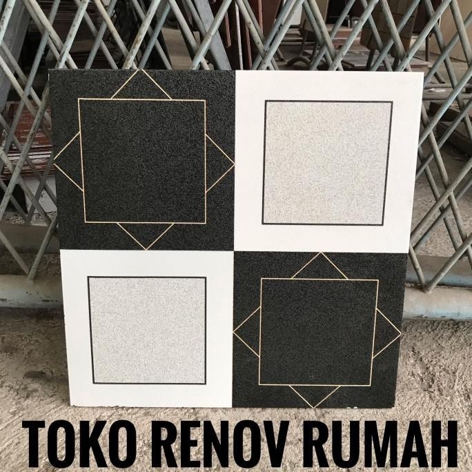 Keramik lantai 40x40 putih motif/ keramik hitam motif/ keramik garasi