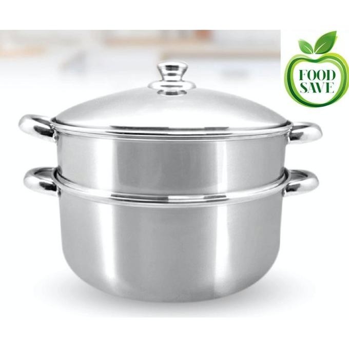[Ready] Panci Kukusan Stainless Steel 36 Cm 2 Susun Besar Tebal Steamer 36Cm