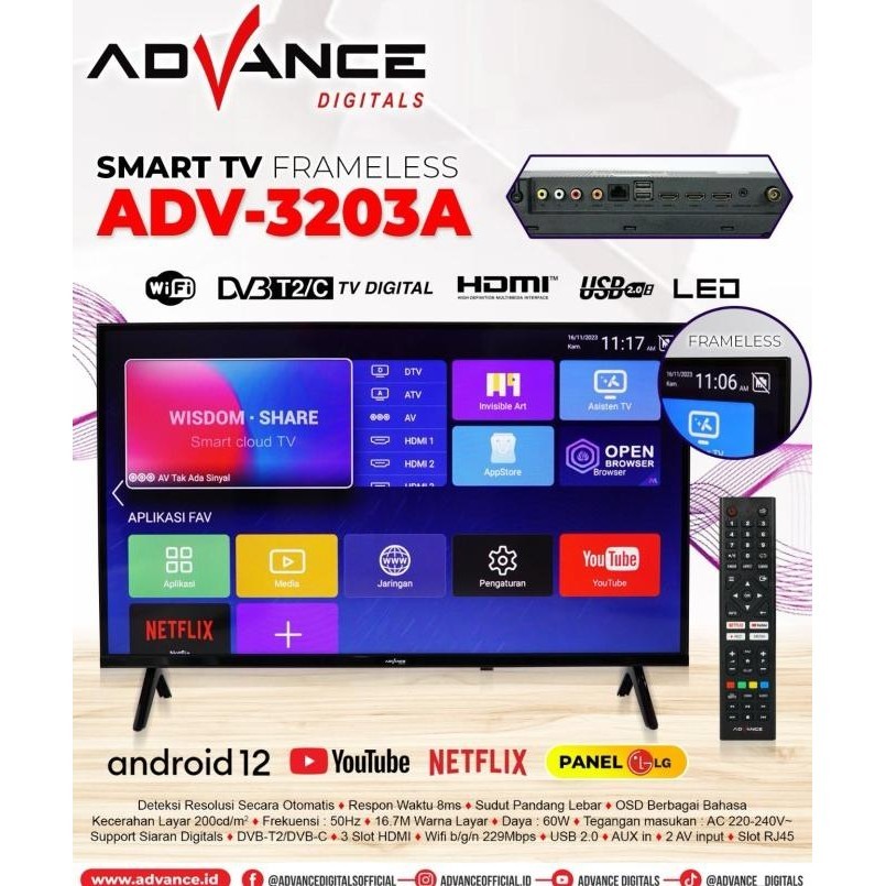 [Promo] Android Smart Tv Advance 32" Inch Adv 3203A Televisi Digital Panel Lg