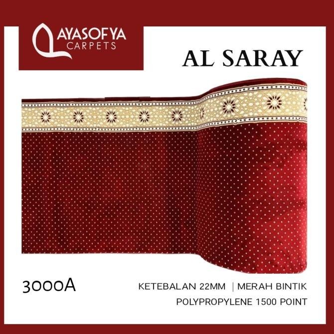 [New] Karpet Masjid Turki Tebal 22Mm Gizem Al Saray 3000A Merah Bintik