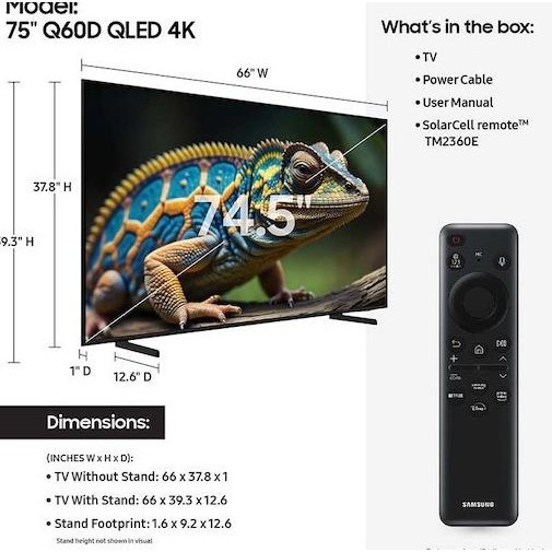 [Ready Stock] Tv Samsung 75Inch Qled 4K 75Q60D