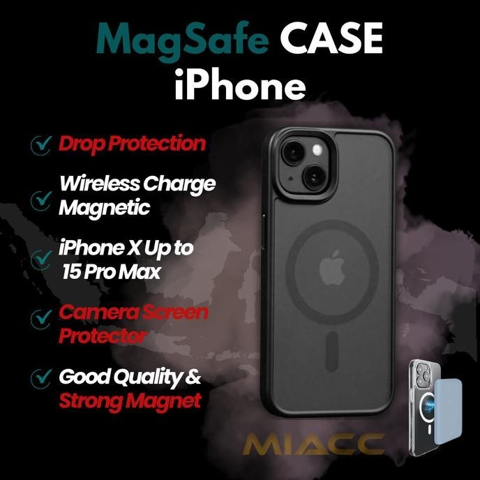 Case Iphone Magsafe Magnetic Casing Mate Black 11 12 13 14 15 Pro Max Mini Plus Casing Iphone Magnet