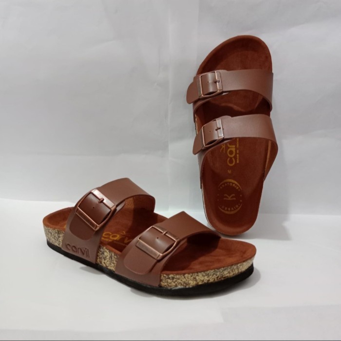 Sandal Slide Carvil Pria , Sandal Pria Selop Slipon, Sandal Kulit Pria