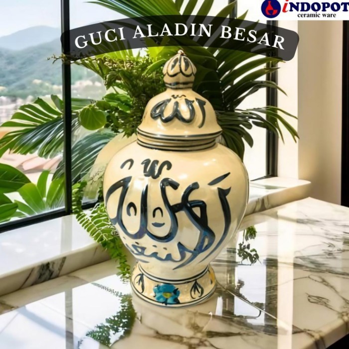 Gra Hiasan Dekorasi Rumah Guci Keramik Besar Aladin Motif Arab Hiasan Meja