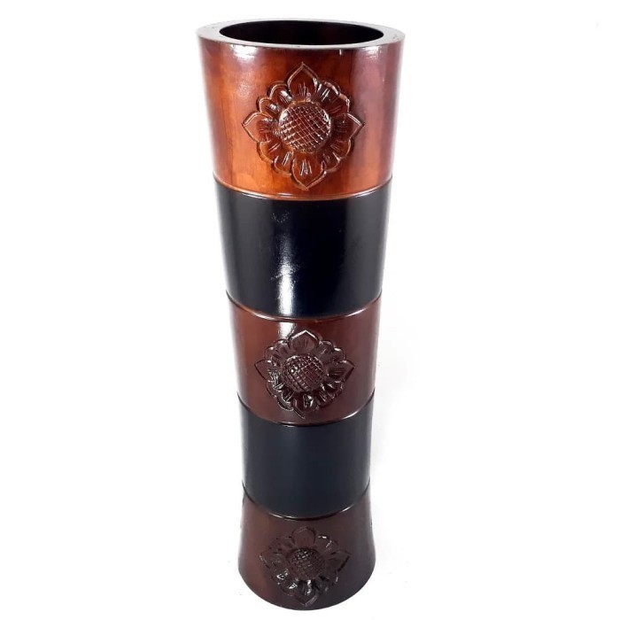 Gra Guci Vas Bunga Pahatan Kayu Jati Ukuran Besar