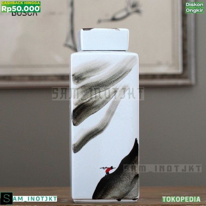 Gra Ready Guci Keramik Mewah Antik Vas Model Antik Pajangan Meja Rumah