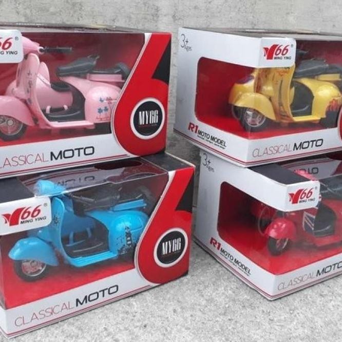 Diecast Motor Vespa Side Classic - Niatur Scooter