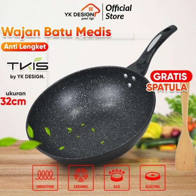 TKIS By YK DESIGN Panci Penggorengan Wok Pan Anti Lengket 32CM TK-822