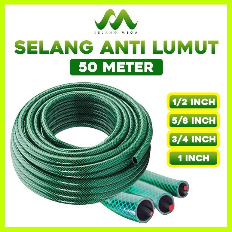 DISKON SELANG AIR BENANG 50 METER / SELANG ANTILUMUT HIJAU 50 METER 1/2 5/8 3/4 DAN 1INCH / SELANG K