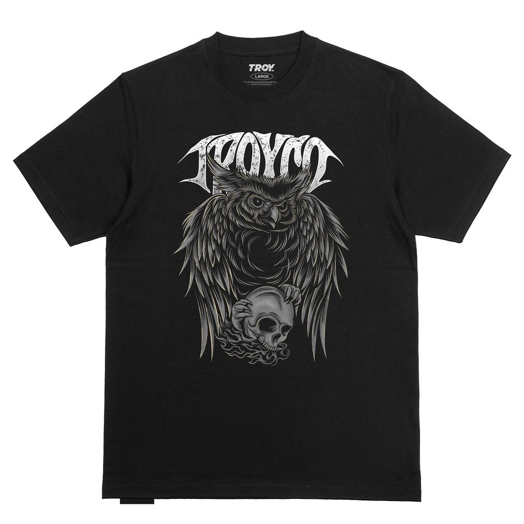 Troy Company Tshirt Black Nightmare Owl - Kaos Pria Lengan Pendek Hitam MT 2199