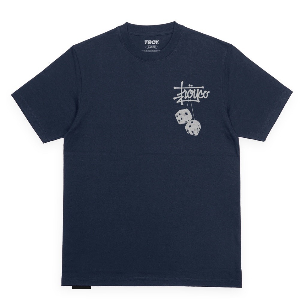 Troy Company Tshirt Blue Navy Two Dice - Kaos Lengan Pendek Kaos Biru Navy MTD 2417