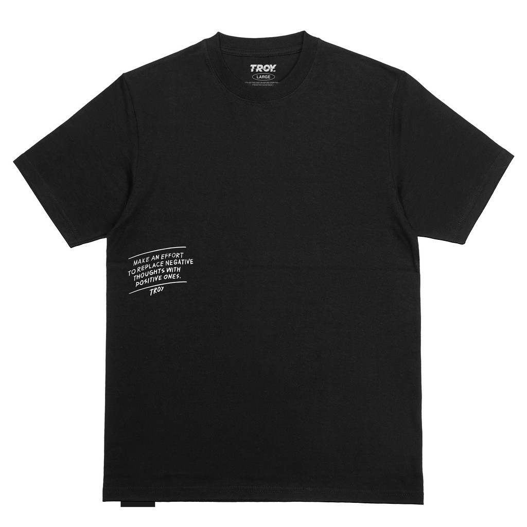Troy Company T-Shirt Kaos Hitam Quotes Series Think Positively MT 2280