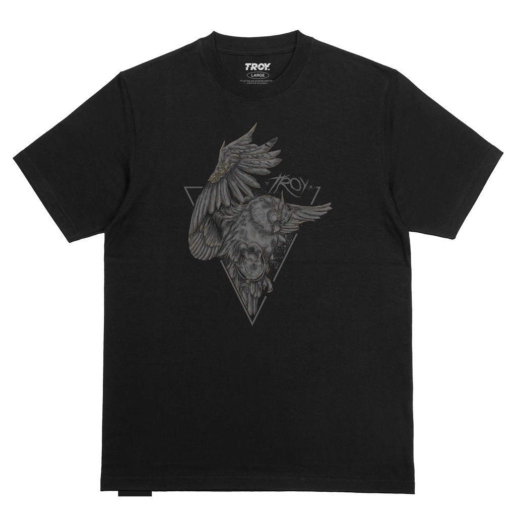 Troy Company Tshirt Black The Owls Time - Kaos Pria Lengan Pendek Hitam MT 2218