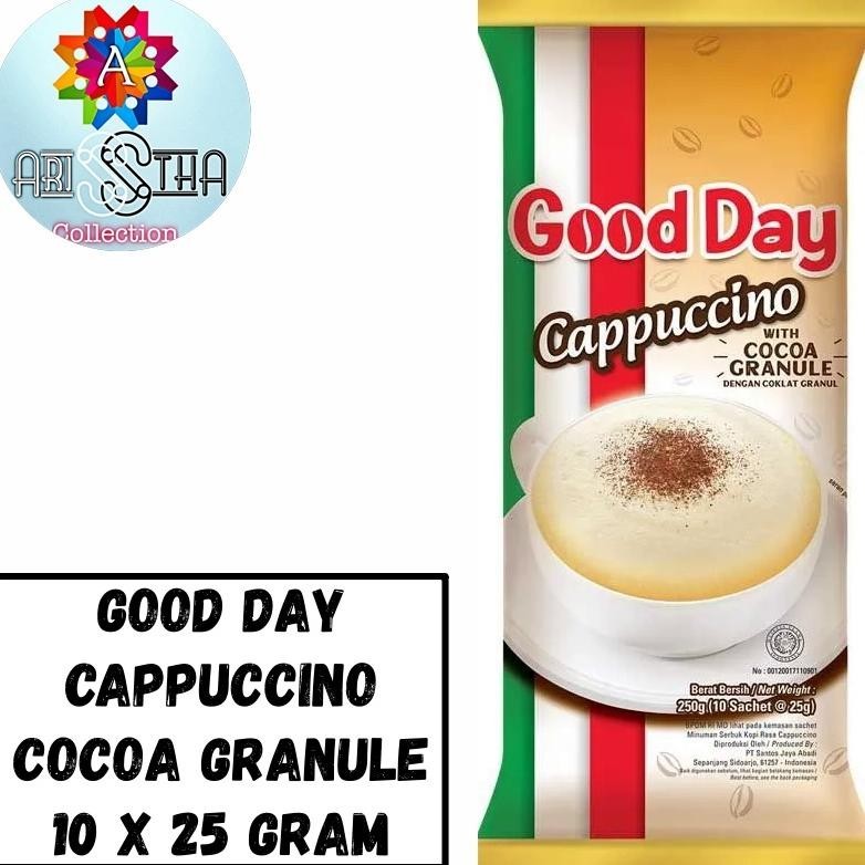 

It34 Good Day Cappcuccino Cocoa Granule Kemasan Sachet 10 x 25 Gram Kemasan Renceng Viral