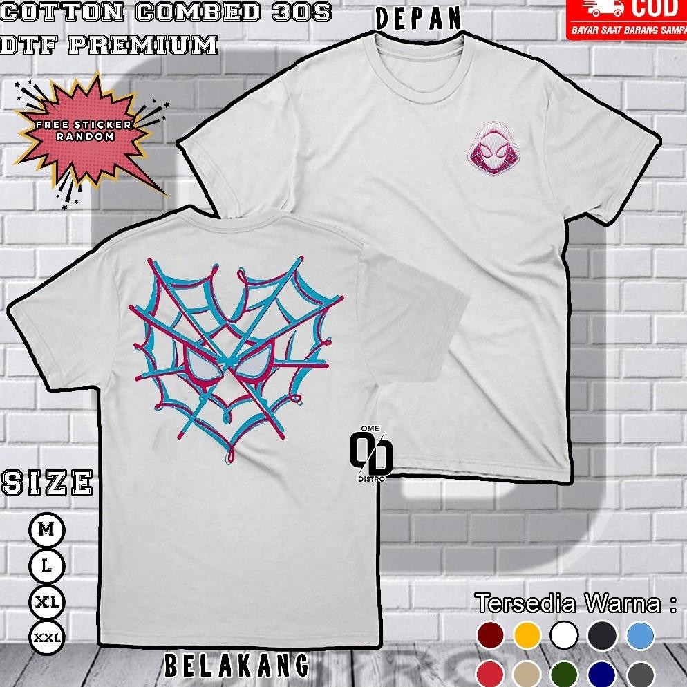 Terbaru Kaos Couple Spiderman Miles Morales & Gwen Stacy Warna Putih Kaos Spiderman Couple T-Shirt S