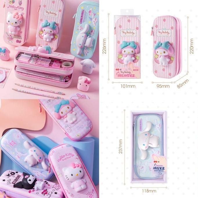 

Kotak Pensil Anak Squisy Motif Kuromi Kitty Melody Cinnamoroll Sanrio