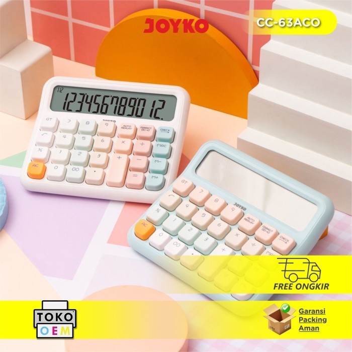 

JOYKO KALKULATOR WARNA PASTEL CC-63ACO CC-63BCO KALKULATOR LUCU 12 DIGITS MECHANICAL BUTTON