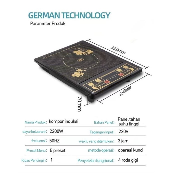 Caeq Smart Kompor Induksi Push Button Listrik 500-2200 W