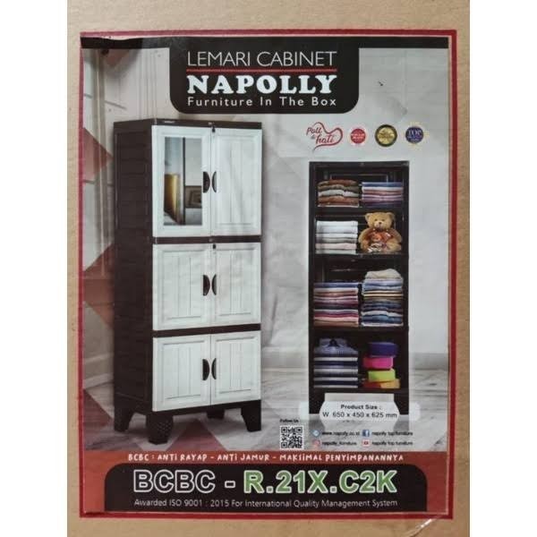 Lemari Plastik Napolly Jumbo Cabro Bcbc R21X.C2 Kaca + Kunci