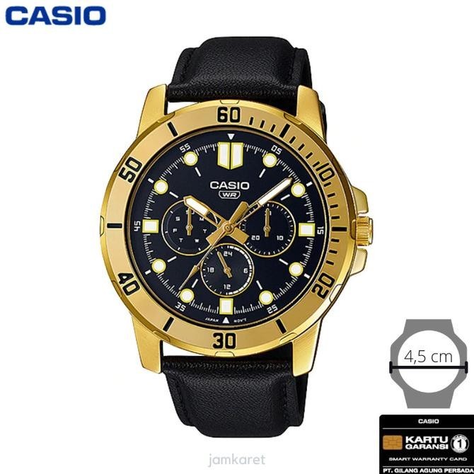 Jam Tangan Pria Casio Mtp-Vd300Gl-1E Original - Mtpvd300Gl Hitam Gold