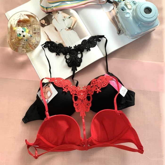 BARU BRA WANITA, BRA KAWAT, BRA MODEL KUPU BELAKANG KANCING DEPAN - 32, MERAH