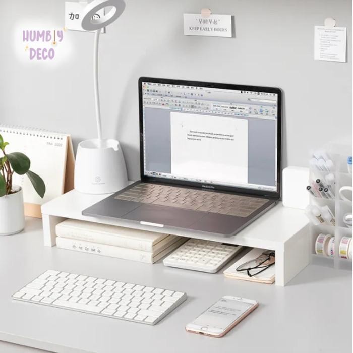 

Korean Aesthetic White Study Table Wood Rack Desk Organizer
