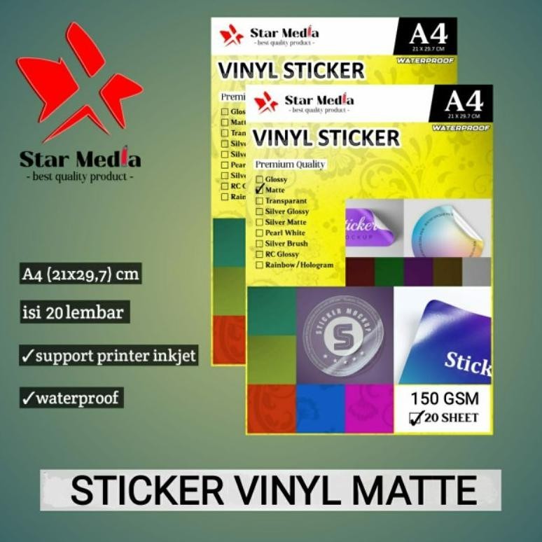 

TGH Kertas Sticker Vinyl Matte 150 GSM A4 isi 20 lembar Tahan air/ Stiker Vinil Doff Waterproof TERLARIS