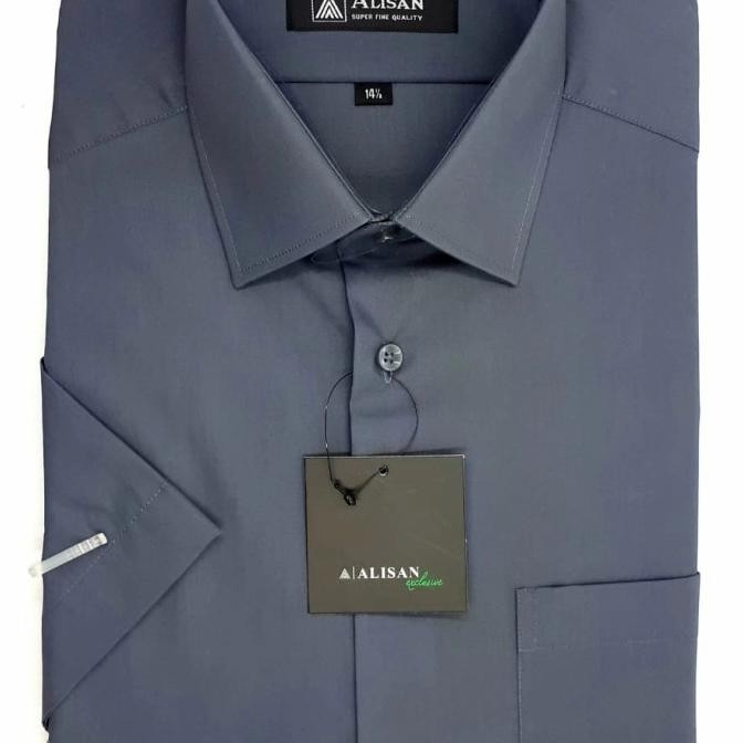 ALISAN REGULER Original Kemeja Pria Lengan Pendek Abu6 (Abu Tua )