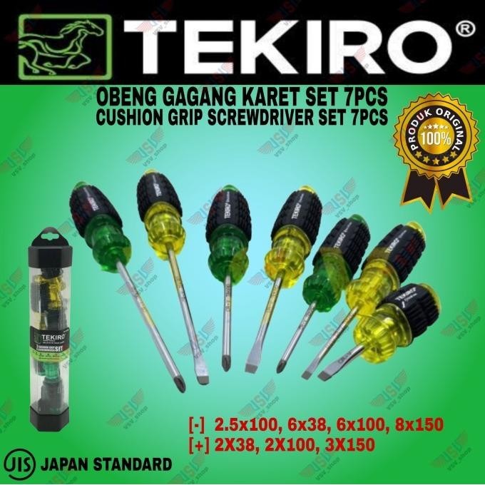 Tekiro Cushion grip screwdriver set 7pc / obeng set 7pc / obeng karet