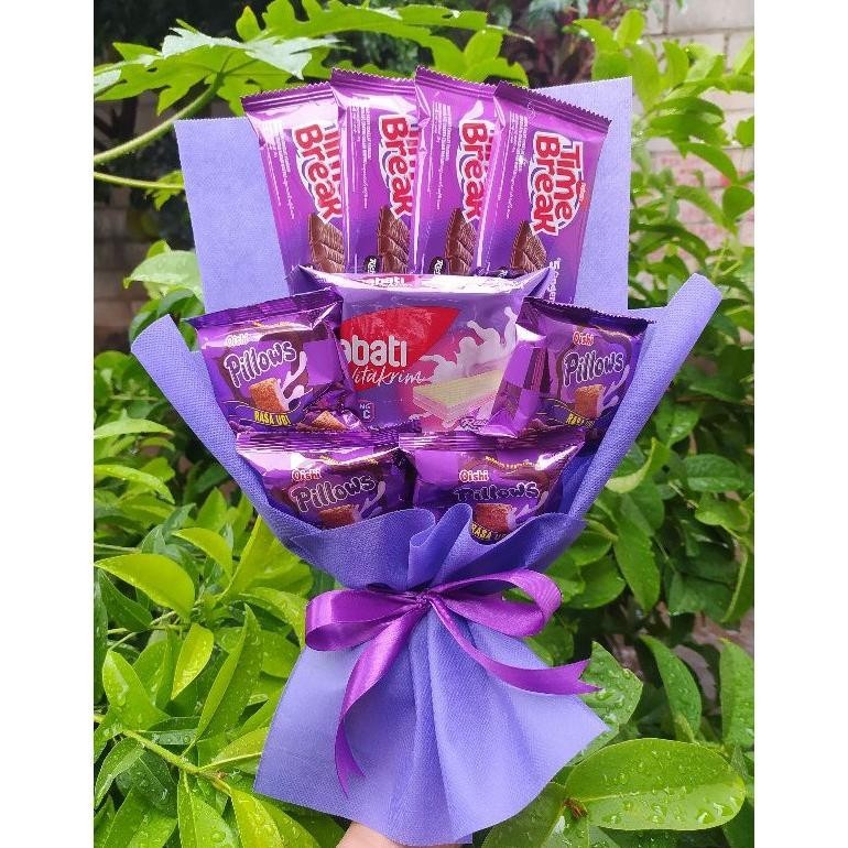Flashsale (K) Buket Snack Ungu /Paket/Bingkisan Snack Ulang Tahun/Ultah/ Wisuda/Kado/Hadiah Annivers