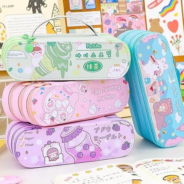 

Murah ( Mia ) K006 Kotak Pensil 3 Layer Korean Style Pencil Case / Tempat Pensil Import 2 Tingkat Dan 3 Tingkat / Kotak Pensil 2 Layer Dan 3 Layer Promo