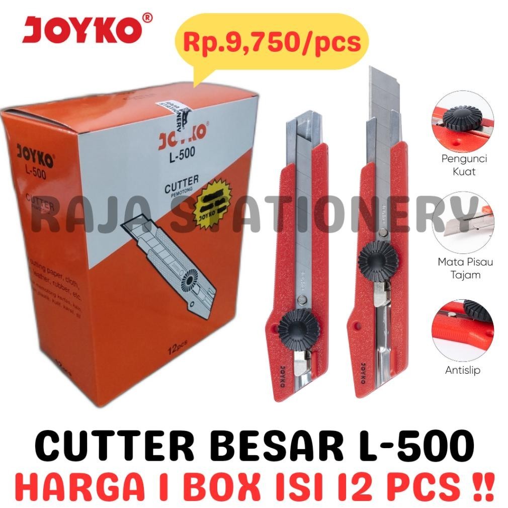 

Murah Joyko Cutter Besar Pisau Potong Pemotong Kertas Silet L-500 [12Pcs] BisaCod