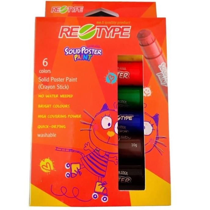 

Retype 6Pcs Solid Poster Paint Aman Anak Bayi Crayon Gambar Body Paint H24M