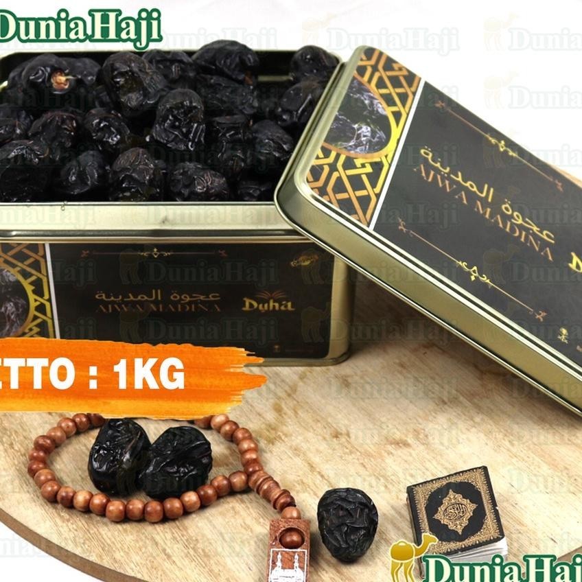 

Kurma Ajwa 1Kg Lembut Kemasan Kaleng / Azwa Ajwah Kurma Nabi Empuk Madinah Exclusive