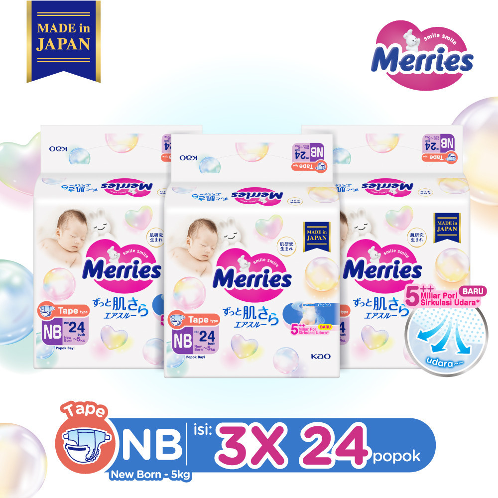 Merries Premium Popok Bayi Perekat NB 24 Triple Pack
