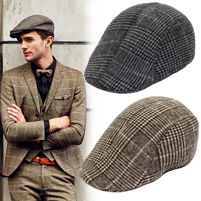 Topi Newsboy Casual Pria Baru Modis Topi Baret Retro Musim Semi