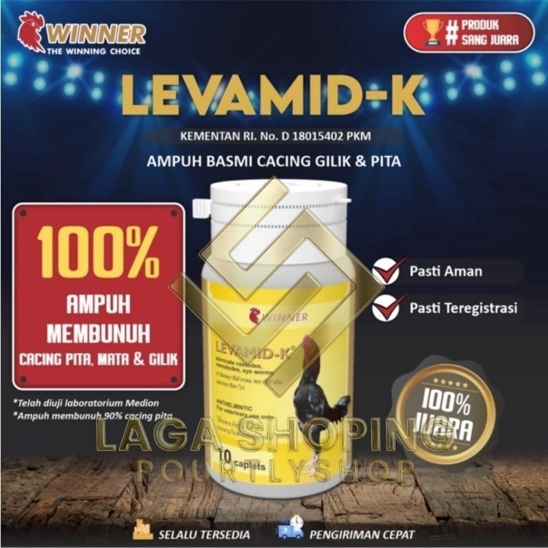 levamid 10kapsul obat cacing winner ayam burung bgs utk semua jenis cacing Lampam ID