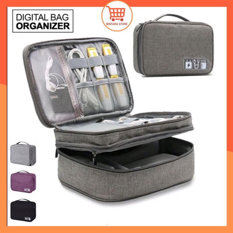 TAS LAPTOP AMAN / Travel Pouch Organizer Digital Tas Penyimpanan Gadget Kabel Charger USB Serbaguna