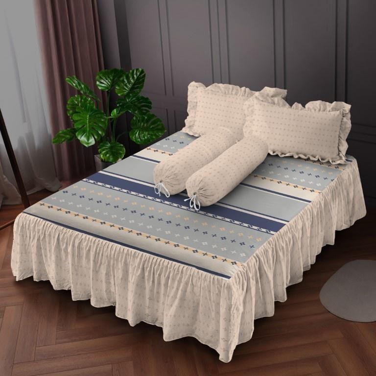 [DISKON] Kintakun Sprei Rumbai 160/180 Madana Aesthetic Dluxe Microtex Krem