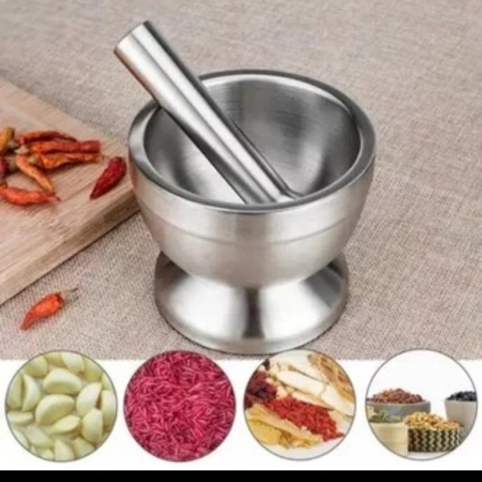 Dheao Lumpang Obat Stainless Steel - Cobek Stainless - Alat Tumbuk Obat