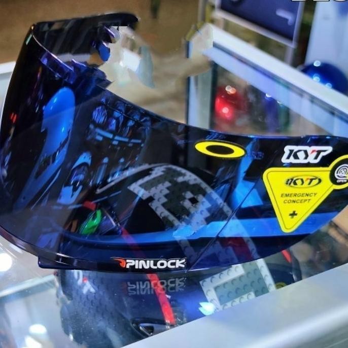 Kaca Helm Flat Visor Kyt Rc-7 / Kyt R10 /Kyt K2R Iridium Blue /Gold /Sier/Hitam /Putih Free Stiker V